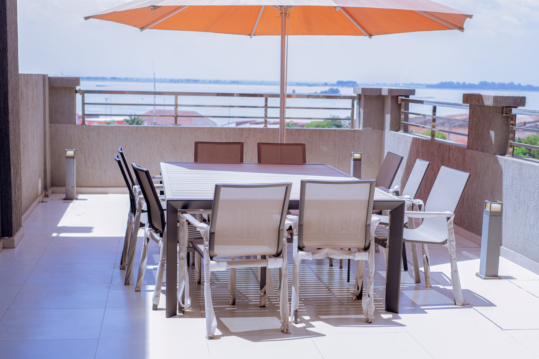 Rooftop dining and bar area